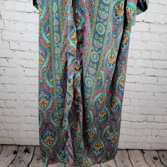 NWT LARA Ethnics Multicolor Floral Saska Oyster Blue Long Kimono Robe Size TU - Picture 6 of 14